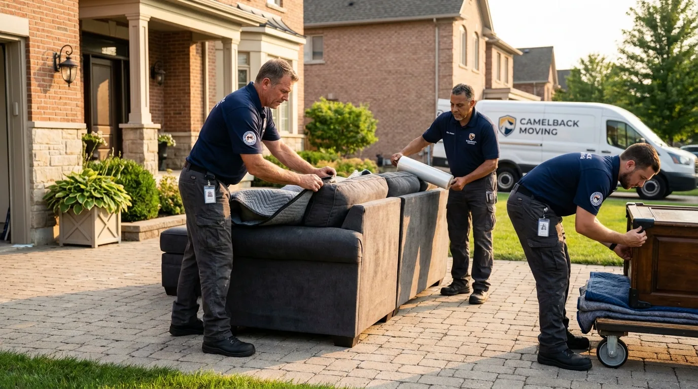 Large estate moving crew wrapping furniture in Durand, IL